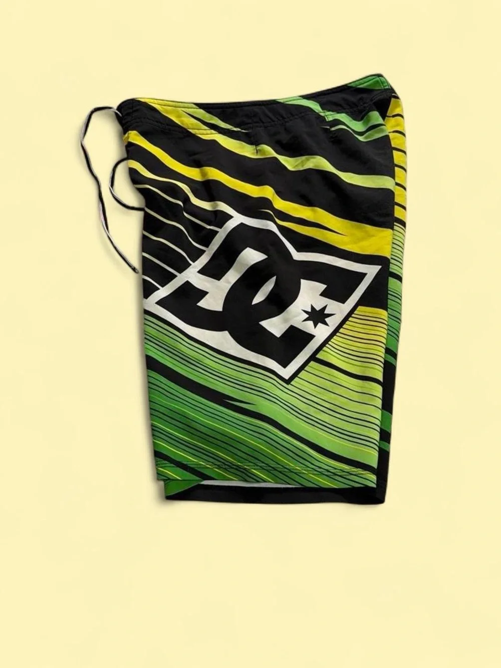 Y2k DC Men's Green & Yellow Striped Swim Trunks